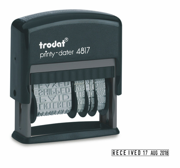 Trodat Printy 4817 Self Inking Dial A Phrase Word And Date Stamp Black Ink 80361