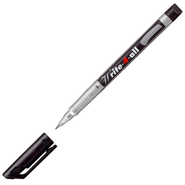 Stabilo Write-4-All Super Fine Permanent Marker 0.4Mm Line Black Pack 10 166/46