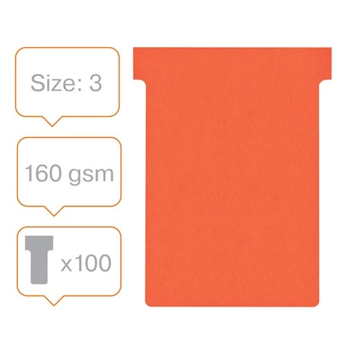 Nobo T-Cards Size 3 Pack of 100 Red 2003003 2003003