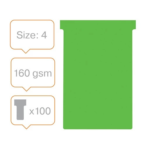 Nobo T-Cards Size 4 Pack of 100 Green 2004005 2004005