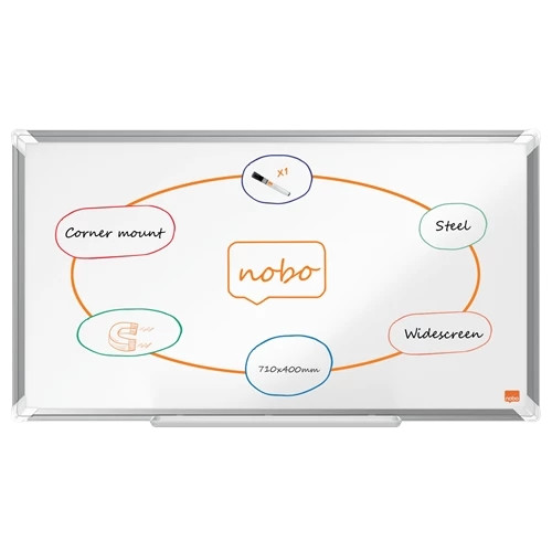 Nobo Premium Plus Widescreen Steel Magnetic Whiteboard 710x400mm 1915370 1915370