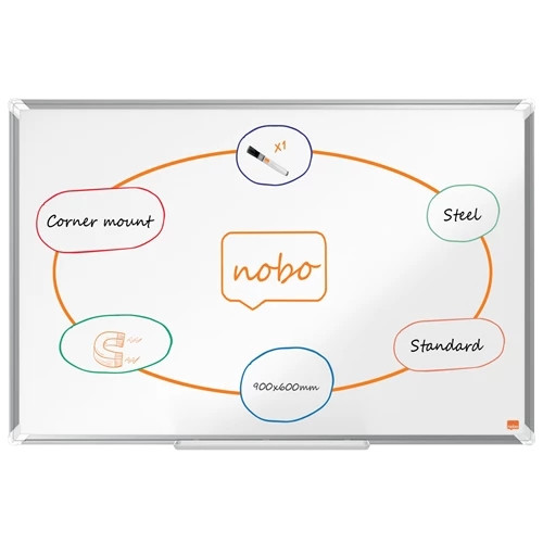 Nobo Premium Plus Steel Magnetic Whiteboard 900x600mm 1915155 1915155