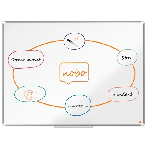 Nobo Premium Plus Steel Magnetic Whiteboard 1200x900mm 1915156 1915156