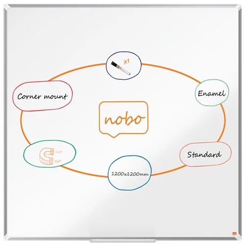 Nobo Premium Plus Steel Magnetic Whiteboard 1200x1200mm 1915157 1915157