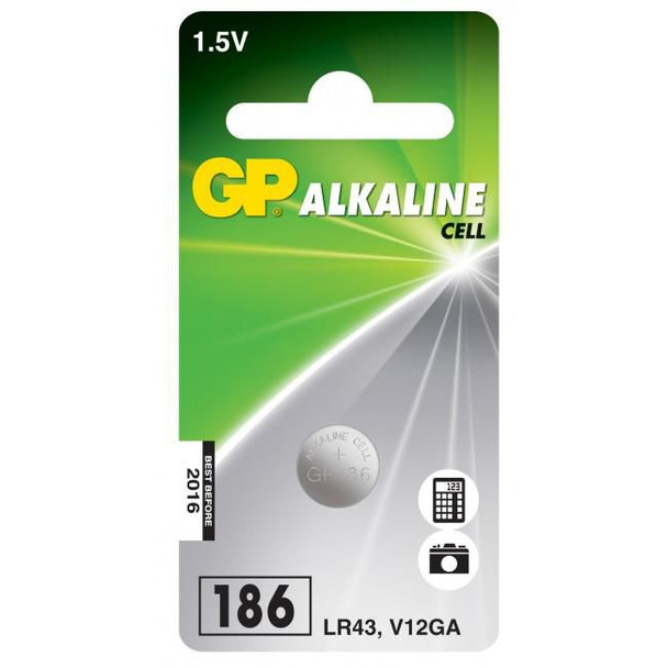 GP Batteries 186 1-P 186 GP ALKALINE BUTTON CELL LR43 102003