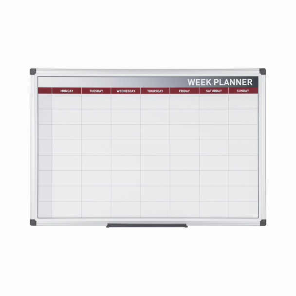 Bi-Office Weekly Magnetic Whiteboard Planner Aluminium Frame 900X600mm GA0333170