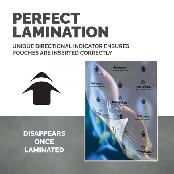 Fellowes A4 Laminating Pouches Gloss Finish 500 Sheets 80 Micron High Quality Fi 100142462