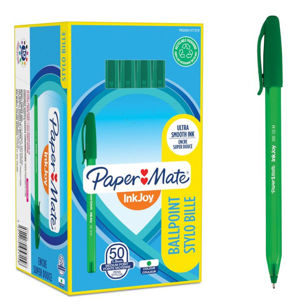 paper Mate S0957150 Inkjoy 100 Capped Medium Green Tuck x 50 S0957150