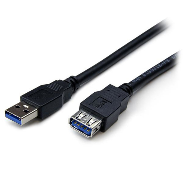 Startech 2m Black SuperSpeed USB 3.0 Extension Cable A to A - M/F USB-A to USB-A USB3SEXT2MBK