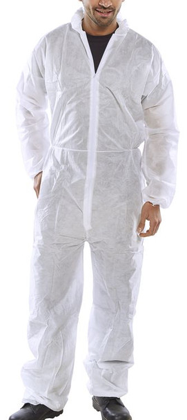 Beeswift Polprop Disposable Coverall White Size L PDBSHWL