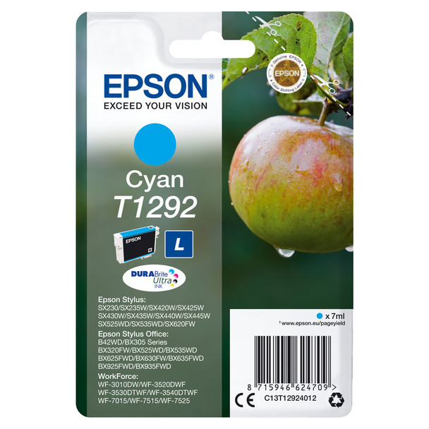Epson Singlepack Cyan T1292 DURABrite Ultra Ink 7 ml 474 pages 1 pcs C13T12924012