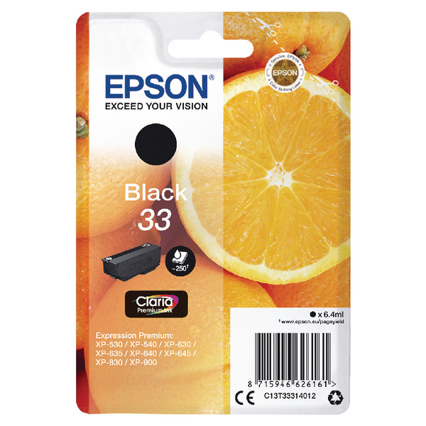 Epson 33 Oranges Black Standard Capacity Ink Cartridge 6Ml - C13T33314012 C13T33314012