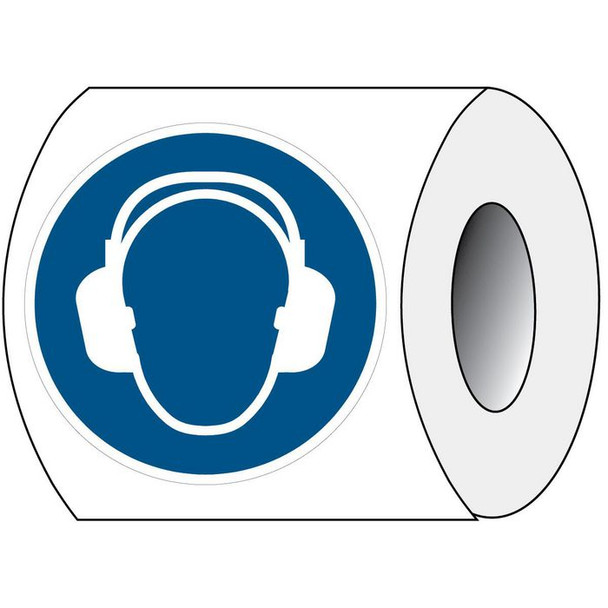 Brady PIC M003-DIA 100-PE-ROLL/1 ISO Safety Sign - Wear ear PIC M003-DIA 100-PE-ROLL/1