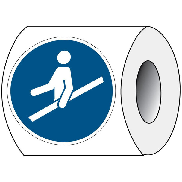 Brady PIC M012-DIA 100-PE-ROLL/1 ISO Safety Sign - Use handrail PIC M012-DIA 100-PE-ROLL/1