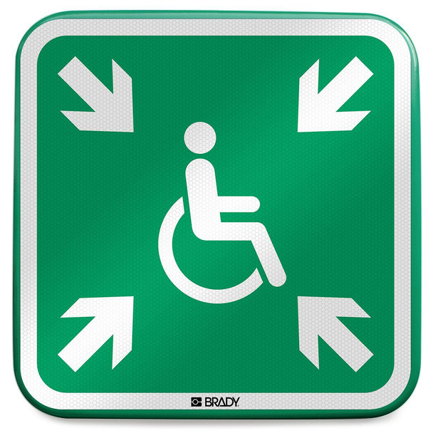 Brady E/E024//RFLBD-400X400-1 ISO Safety Sign - Evacuation E/E024//RFLBD-400X400-1