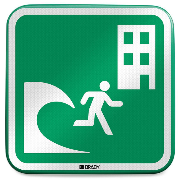 Brady E/E063//RFLBD-400X400-1 ISO Safety Sign - Tsunami E/E063//RFLBD-400X400-1