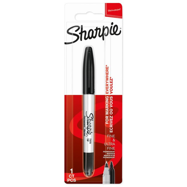 Sharpie Permanent Marker Pack of 12 Single Black Twin Tip Permanent Markers 1985877