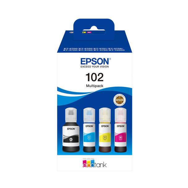 Epson 102 EcoTank Black Cyan Magenta Yellow Epson EcoTank ET-4750 Unlimited EcoT C13T03R640
