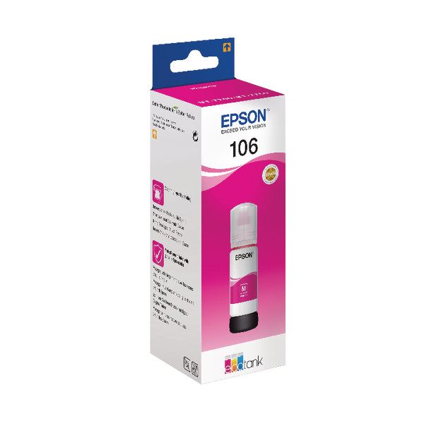 Epson 106 Magenta Ink Bottle 70Ml - C13T00R340 C13T00R340