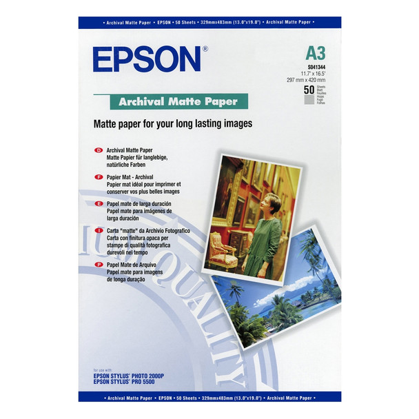 Epson A3 Archival Matte Paper 50 Sheets - C13S041344 C13S041344