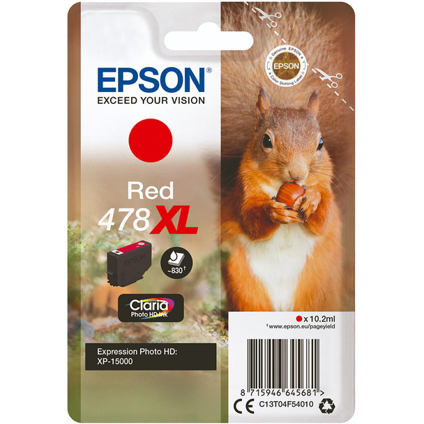 Epson 478Xl Squirrel Red High Yield Ink Cartridge 10Ml - C13T04F54010 C13T04F54010