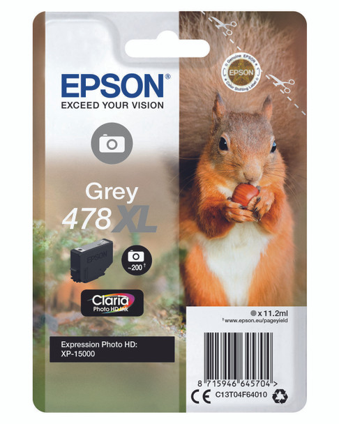 Epson 478Xl Squirrel Grey High Yield Ink Cartridge 10Ml - C13T04F64010 C13T04F64010