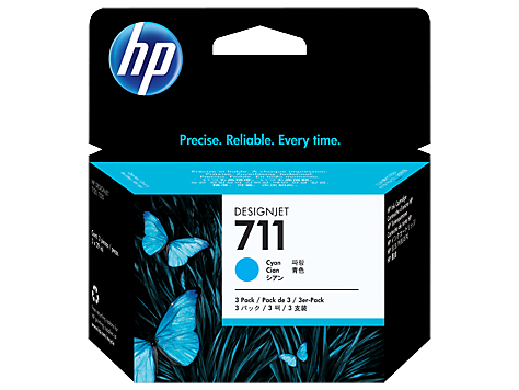 Hp 711 Cyan Standard Capacity Ink Cartridge Multipack 3 X 29 Ml Pack 3 - CZ134A CZ134A