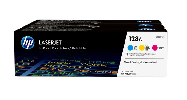 Hp 128A Multipack Standard Capacity Toner 3X 1.3K Pages for Hp Laserjet Pro Cm14 CF371AM