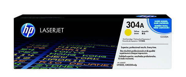 Hp 304A Yellow Standard Capacity Toner 2.8K Pages for Hp Color Laserjet Cm2320/C CC532A