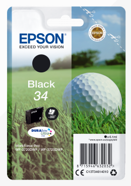 Epson 34 Golfball Black Standard Capacity Ink Cartridge 6Ml - C13T34614010 C13T34614010