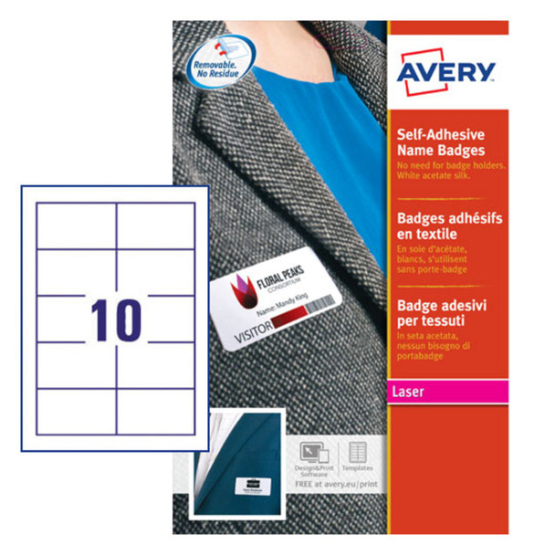 Avery Self-Adhesive Name Badge 80X50mm White Pack 200 L4785-20 L4785-20