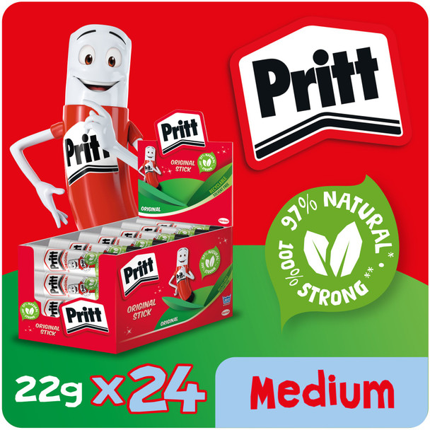 Pritt Original Glue Stick Sustainable Long Lasting Strong Adhesive Solvent Free 1564150