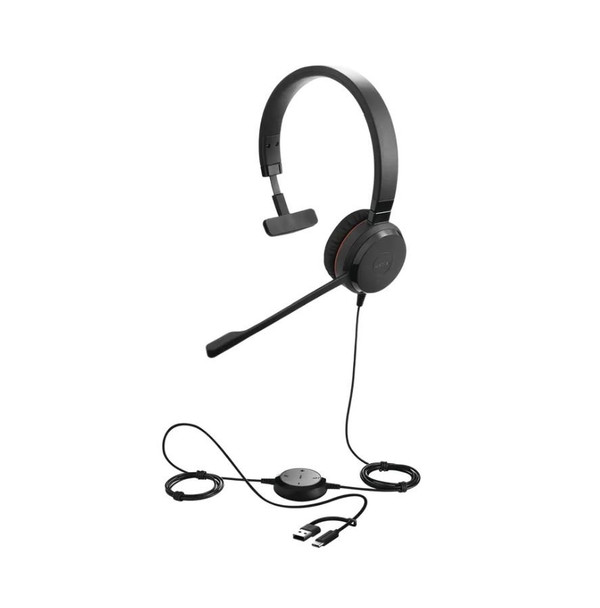 Jabra Evolve 30 Ii Usb-C Wired Microsoft Teams Mono Headset With Usb-C To Usb-A 5393-829-369