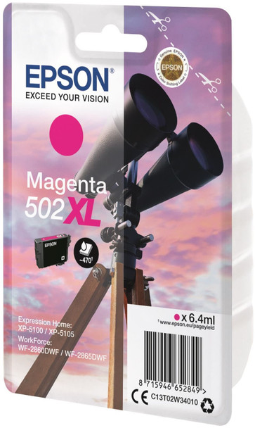 Epson 502Xl Binoculars Magenta High Yield Ink Cartridge 6Ml - C13T02W34010 C13T02W34010