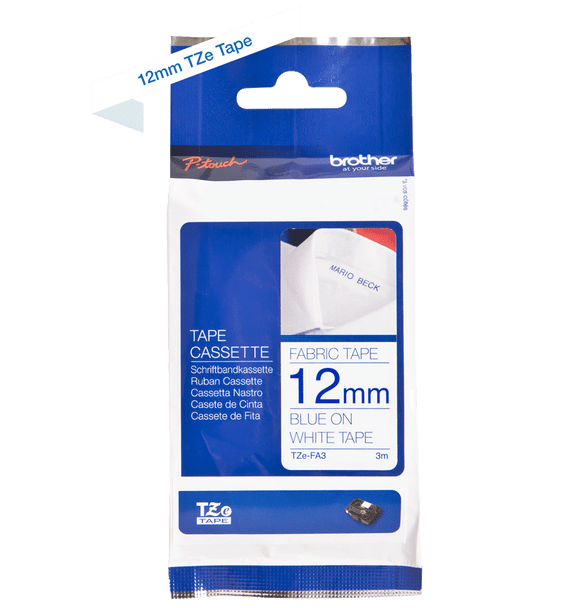 Brother Blue On White Label Tape 12Mm X 3M - TZEFA3 TZEFA3