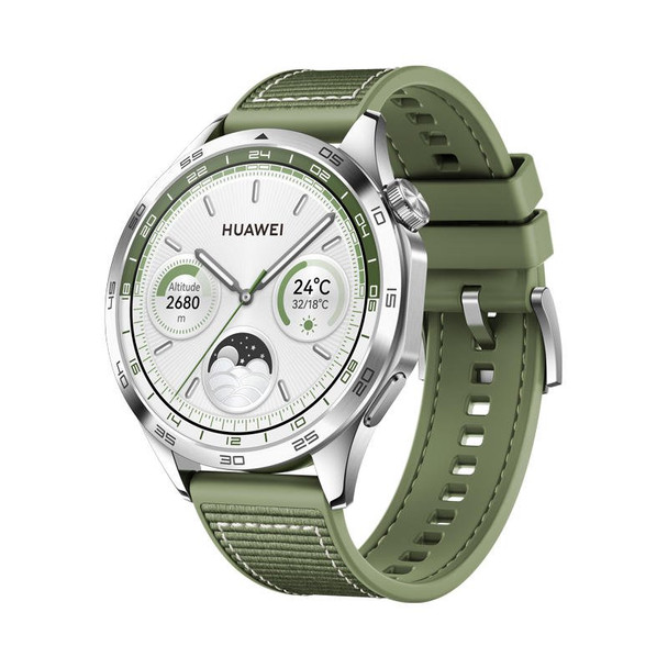 Huawei Watch Gt4 1.43 " Amoled 46 Mm Stainless Steel Green Woven Strap 55020BGV