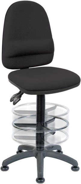 Ergo Twin Deluxe Draughter High Back Fabric Operator Office Chair With Fixed Arm 2900BLK/1164/0288