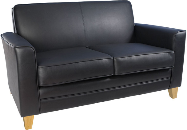 Newport 2 Seater Leather Faced Reception Sofa Black N3562 N3562