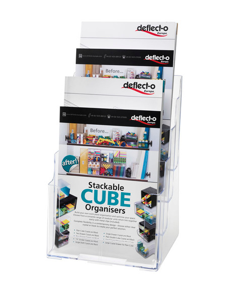 Deflecto 4 Tier 4 Pocket A4 Portrait Slanted Free Standing Or Wall Mounted Liter 77441