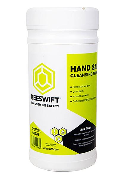 Beeswift Hand Sanitising Cleansing Wipes White CO020
