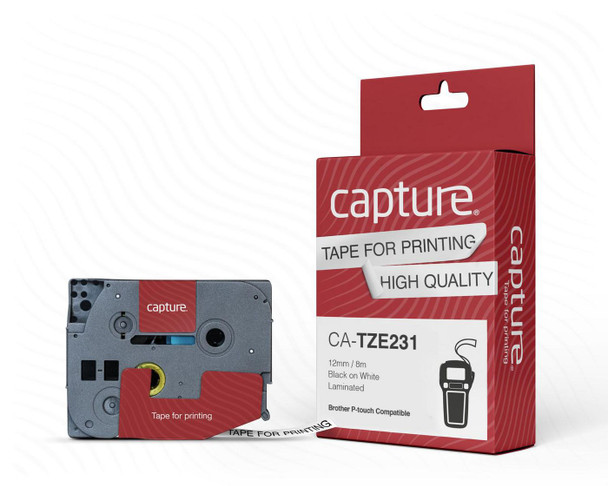 Capture CA-TZES241 18mm x 8m Black on White Tape CA-TZES241