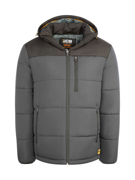Jcb Workwear Unisex Padded Jacket Grey / Black Size L JCB006GYBLL