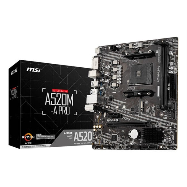 MSI A520M-A PRO Motherboard AMD A520 Socket AM4 Micro ATX A520M-A PRO