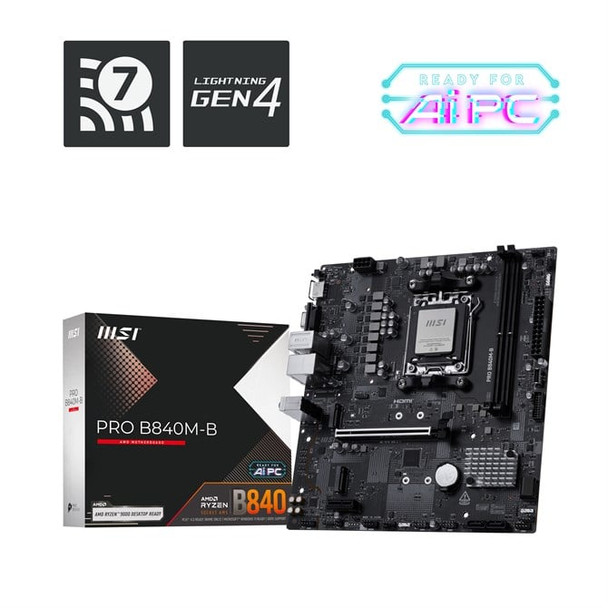 MSI PRO B840M-B Motherboard AMD B840 Socket AM5 Micro ATX PRO B840M-B