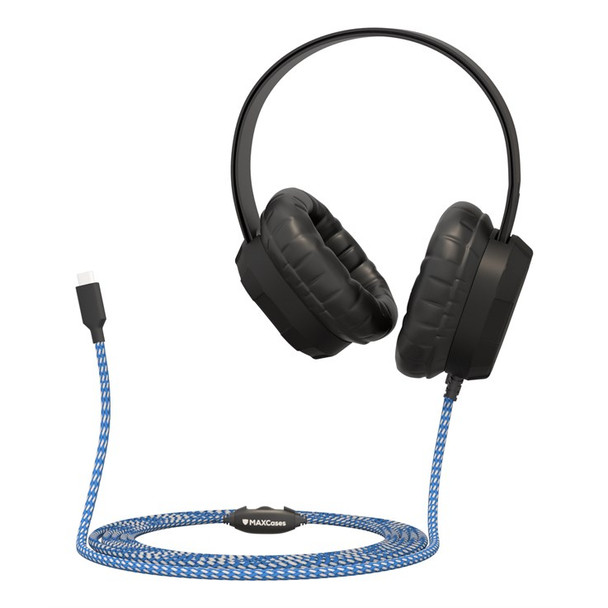 MAXCases Extreme Headset w/braided cable inline volume control and built-in micr MC-HPX-USBC