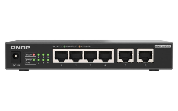 QNAP QSW-2104-2T-R2 2 ports 10GbE RJ45. 5 ports QSW-2104-2T-R2