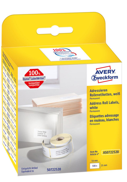 Avery AS0722520 Self-Adhesive Label Rectangle AS0722520