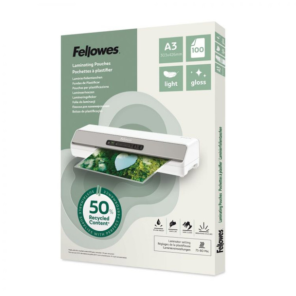 Fellowes Recycled A3 Gloss Lam Pouch 100pk 100142988