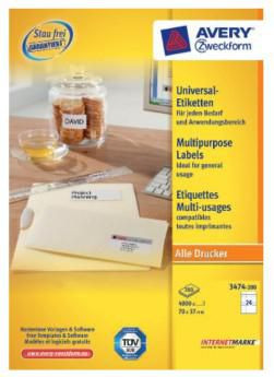 Avery 3474-200 Self-Adhesive Label White 3474-200