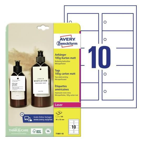 Avery T1001-10 Tags White Non-Adhesive T1001-10